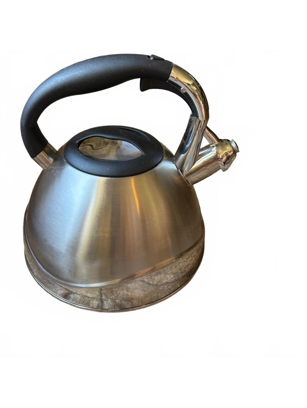 Polder 2.6-Quart Stainless Steel Whistling Tea Kettle – Induction Ready, Retro